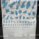An image of a poster showing Sado and other Japanese islands by comparative size